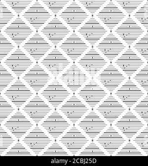 Dünne schwarze quadratische Raute mit kleinen Kreisen, Rauten nahtloses Muster. Geometrie einfaches Quadrat in quadratischen Vektor-Muster für Männer Kleidung, Stoff Stock Vektor