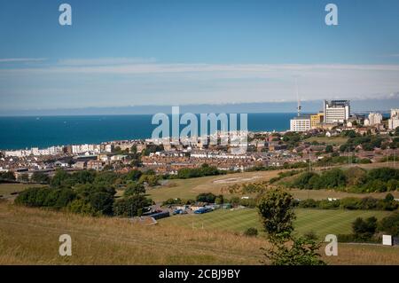 East Brighton vom East Brighton Golf Club aus gesehen, East Sussex, Großbritannien Stockfoto