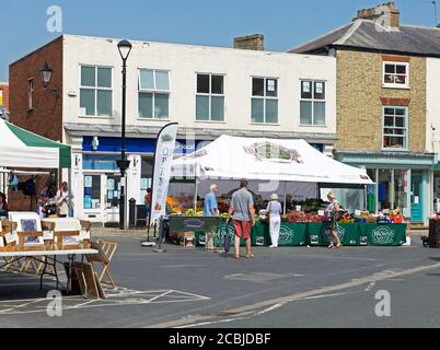 Dienstag ist Markttag in Pocklington, East Yorkshire, England Stockfoto