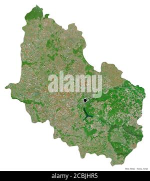 Form von Penza, Region von Russland, mit seiner Hauptstadt isoliert auf weißem Hintergrund. Satellitenbilder. 3D-Rendering Stockfoto