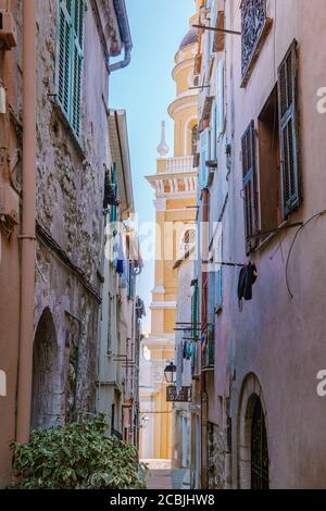 Menton Frankreich,Cote d Azur Frankreich, Blick auf den alten Teil von Menton, Provence-Alpes-Cote d'Azur, Frankreich Stockfoto