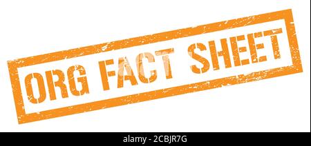 ORG FACTSHEET orange grungy Rechteck Stempel Zeichen. Stockfoto