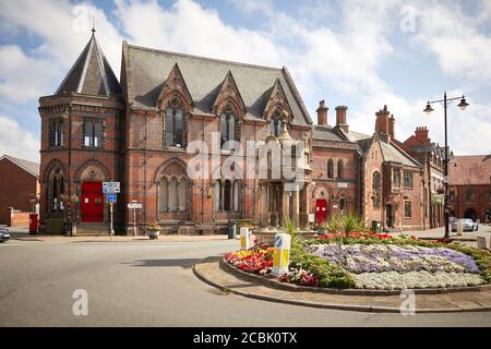 Sandbach Marktstadt Cheshire Hightown Trinkbrunnen Stadtverwaltung Sandbach Sandbach Literary Institution renommierter Architekt Sir George Gilbert SC Stockfoto