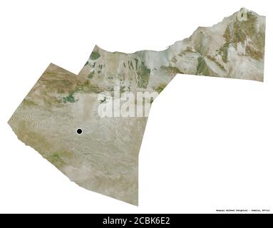 Form von Woqooyi Galbeed, Region Somalia, mit seiner Hauptstadt isoliert auf weißem Hintergrund. Satellitenbilder. 3D-Rendering Stockfoto