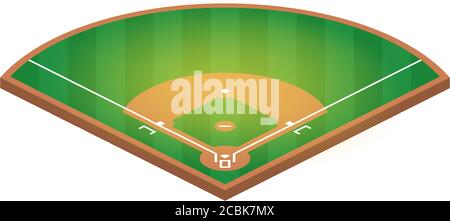 Isometrisches Baseballfeld. Flache Illustration des Baseball-Feld Vektor-Design. Vektorgrafik Stock Vektor