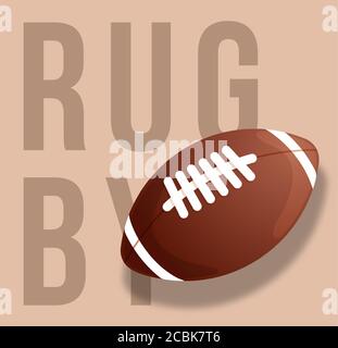 Abstrakte Illustration von Rugby Ball isoliert auf Sand Hintergrund.Text Rugby. Vektordesign. Stock Vektor