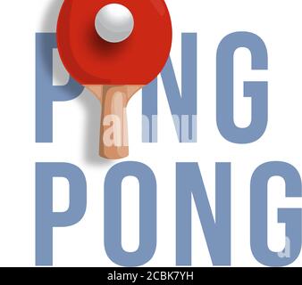 Abstrakte Illustration von Tischtennis Schläger isoliert auf hellem Hintergrund.Text Ping Pong. Vektor-Design Tischtennis. Vektorgrafik Stock Vektor
