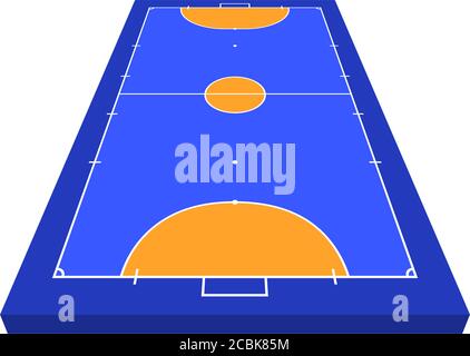 Perspektivisches Sichtfeld für Futsal. Orange Liniendarstellung Futsal Field Vektor Illustration. Vektorgrafik Stock Vektor