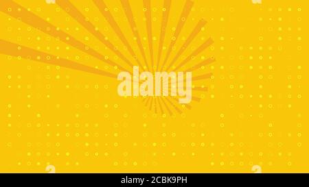 Hintergrund mit pulsierenden weißen Kreisen und Sonne auf gelbem Hintergrund. Stockfoto