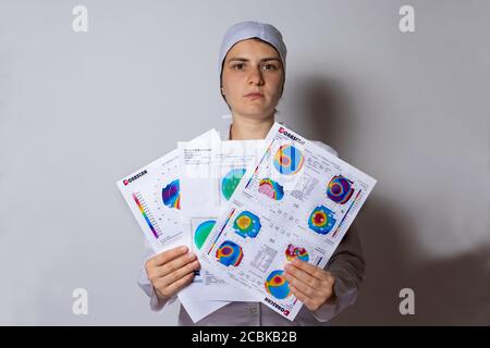 Dünner werdendes Hornhautdystrophie, Augen-Keratotopographie. Stockfoto