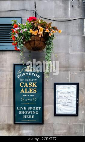 Pub-Schild, Edinburgh, Schottland, Großbritannien. Stockfoto