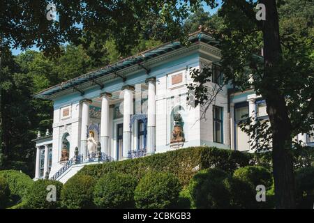 Wien, Österreich - 8. August 2020: Otto Wagner Villa mit Ernst Fuchs Museum, ein Jugendstilgebäude, auch Ben Tieber Villa genannt. Stockfoto
