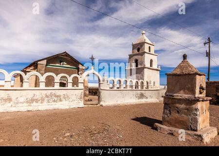 Kirche in Chantani Dorf, Süd-Antiplano, Bolivien, Südamerika Stockfoto