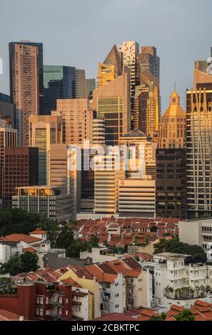 Blick auf china Stadt und Finanzviertel, Singapur Stockfoto