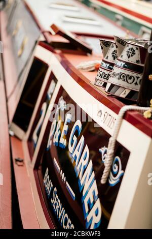 Detail des Kanalbootes, Canal Cavalcade, Little Venice, London, Großbritannien Stockfoto