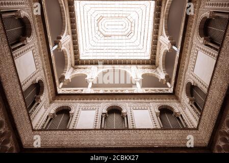 Inneneinrichtung des Alcazar von Sevilla, Sevilla, Andalusien, Spanien Stockfoto