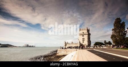 Belem Turm und Uferpromenade, Lissabon, Portugal Stockfoto