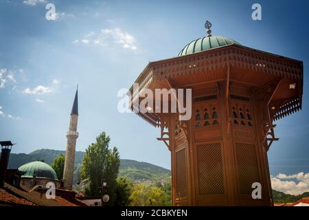 Sebilj Brunnen in Pigeon Platz, Bascarsija Viertel, Sarajevo, Bosnien und Herzegowina Stockfoto