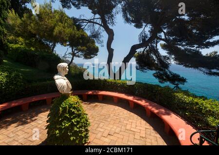 Erhöhte Sicht auf das Meer von den Santa Clotilde Gärten in Lloret de Mar, Costa Brava, Spanien Stockfoto