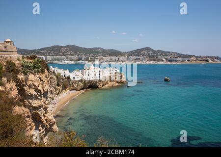 Erhöhter Blick auf Altstadt, Ibiza, Spanien Stockfoto