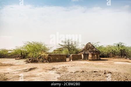 Schlammhaus im Dorf, Jodhpur, Rajasthan, Indien Stockfoto