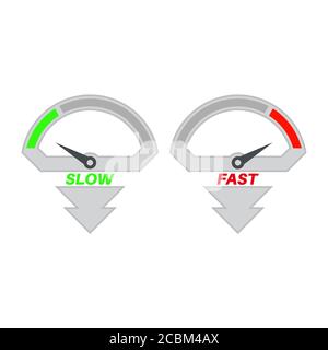 Satz von Symbolen des Tachometers mit langsamer und schneller laden. Vector Illustration. Stock Vektor