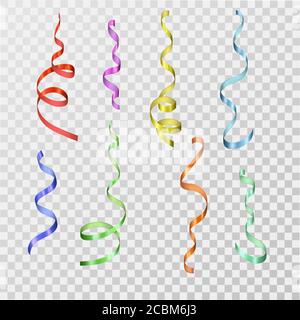 Ein Satz des mehrfarbigen Serpentins auf dem transparenten isolierten Hintergrund. Designelemente. Eine Kollektion für die festliche Anmeldung. Schmuck. Vektor Stock Vektor