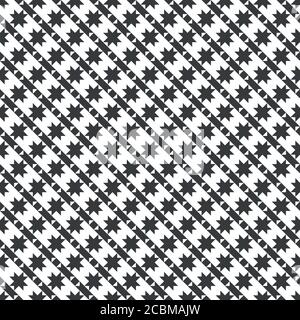 Vektor nahtloses Muster. Unendlich wiederholende moderne geometrische Textur mit diagonalen Streifen mit Dreiecken, Sternen. Stock Vektor