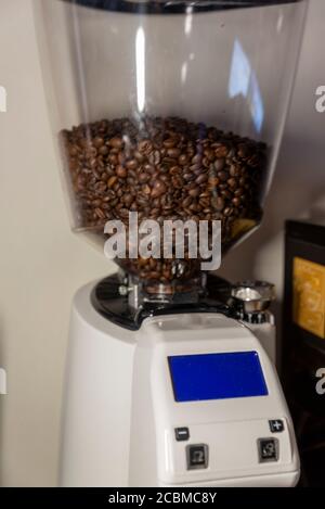 Trichter für professionellen Barkaffee mit Kaffeebohnen im Inneren Stockfoto