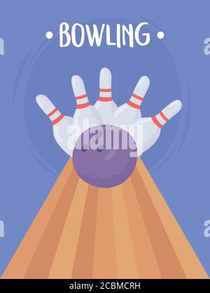 Bowling Ball Absturz in die Kegeln flach Design Vektor Illustration Stock Vektor