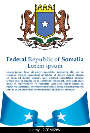 Flagge Somalias, Bundesrepublik Somalia. Vorlage für Award Design, ein offizielles Dokument mit der Flagge Somalias. Stock Vektor