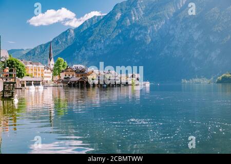 Hallstatt Dorf am Hallstatter See in österreichischen Alpen Österreich Stockfoto