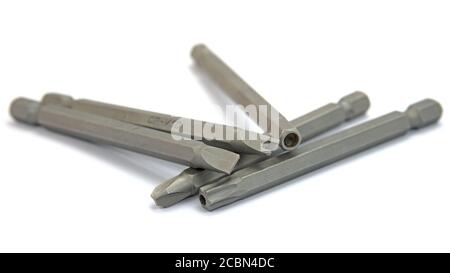Verschiedene Schraubendreherklingen zu wechseln Stockfoto