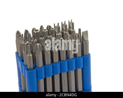 Verschiedene Schraubendreherklingen zu wechseln Stockfoto