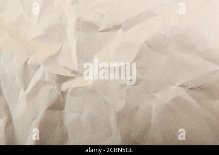 Weiße, geschrumpfte Papieroberfläche Stockfoto