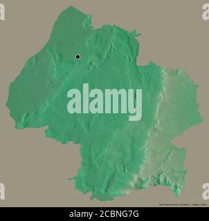 Form von South Gloucestershire, einheitliche Autorität von England, mit seiner Hauptstadt isoliert auf einem soliden Farbhintergrund. Topografische Reliefkarte. 3D-Rendering Stockfoto