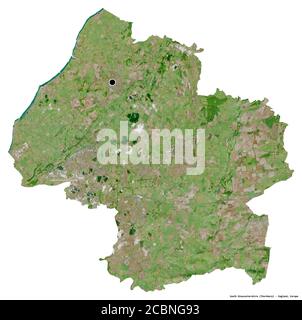 Form von South Gloucestershire, einheitliche Autorität von England, mit seiner Hauptstadt isoliert auf weißem Hintergrund. Satellitenbilder. 3D-Rendering Stockfoto