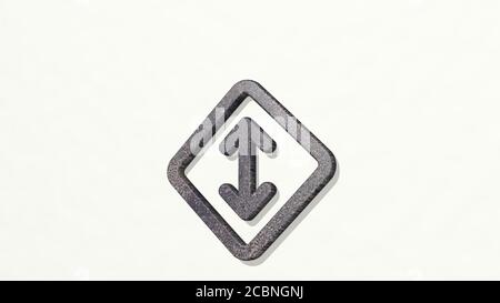 Datenübertragung Vertikale Diamant 3D-Symbol an der Wand, 3D-Illustration für Business und Konzept Stockfoto