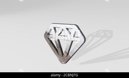 Diamond 3D-Symbol auf dem Boden, 3D-Illustration für Hintergrund und abstrakt Stockfoto