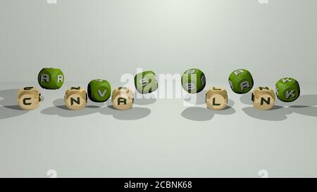 canvas blank tanzen kubische Buchstaben, 3D-Illustration für Hintergrund und abstrakt Stockfoto