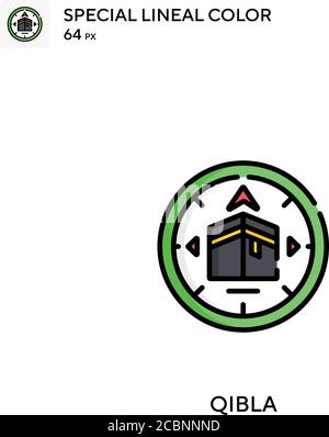 Qibla spezielles lineales Farbvektorsymbol. Qibla-Symbole für Ihr Geschäftsprojekt Stock Vektor