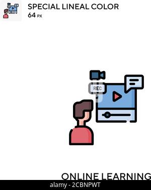 Online lernen Spezielle lineare Farbe Vektor-Symbol. Online-Lernsymbole für Ihr Geschäftsprojekt Stock Vektor
