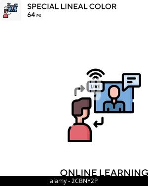 Online lernen Spezielle lineare Farbe Vektor-Symbol. Online-Lernsymbole für Ihr Geschäftsprojekt Stock Vektor