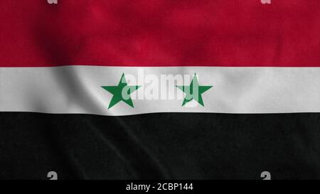 Die syrische Flagge winkt im Wind. 3d-Illustration Stockfoto