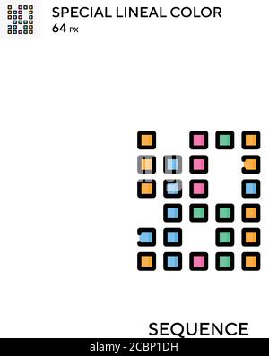 Sequenz spezielles lineales Farbvektorsymbol. Sequenzsymbole für Ihr Geschäftsprojekt Stock Vektor