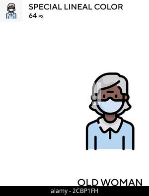 Alte Frau Spezielle lineare Farbe Vektor-Symbol. Alte Frau Ikonen für Ihr Business-Projekt Stock Vektor