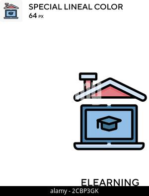 ELearning spezielles lineales Farbvektorsymbol. ELearning-Symbole für Ihr Geschäftsprojekt Stock Vektor