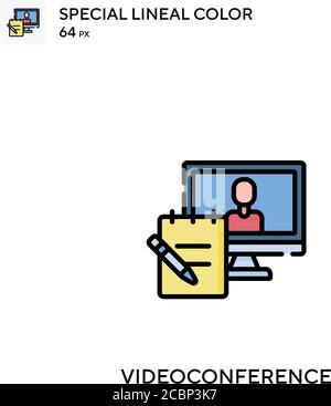 Videokonferenz spezielles lineales Farbvektorsymbol. Videokonferenz-Symbole für Ihr Geschäftsprojekt Stock Vektor