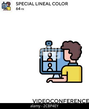 Videokonferenz spezielles lineales Farbvektorsymbol. Videokonferenz-Symbole für Ihr Geschäftsprojekt Stock Vektor