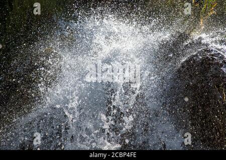 Wasser fällt vom Himmel in Tropfen wie Regen Stockfoto